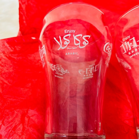 6 Vintage coca-cola glasses written in 5 languages - Picture 6 of 11